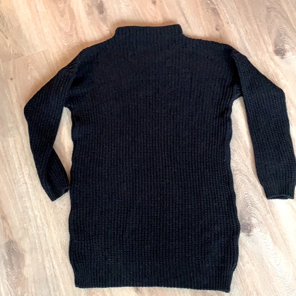 PrettyLittleThing long ribbed black sweater with square neck line size S/M